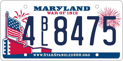 MD license plate 4BL8475