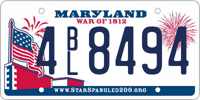 MD license plate 4BL8494