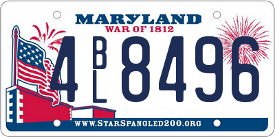 MD license plate 4BL8496
