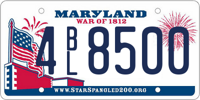 MD license plate 4BL8500