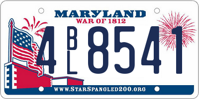 MD license plate 4BL8541