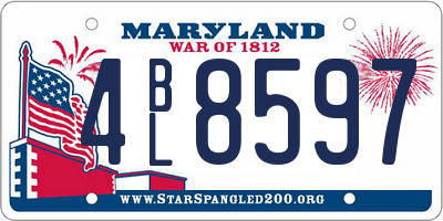 MD license plate 4BL8597