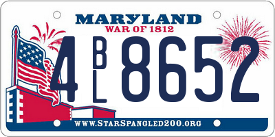 MD license plate 4BL8652