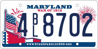 MD license plate 4BL8702