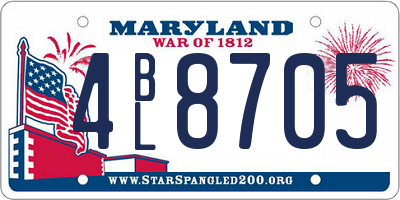 MD license plate 4BL8705