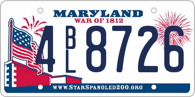 MD license plate 4BL8726