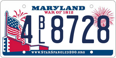 MD license plate 4BL8728