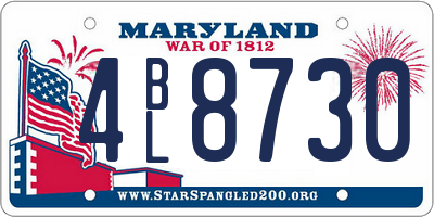 MD license plate 4BL8730