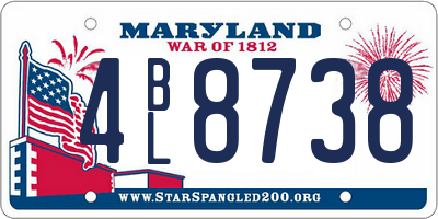 MD license plate 4BL8738