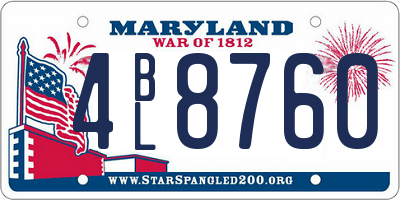 MD license plate 4BL8760