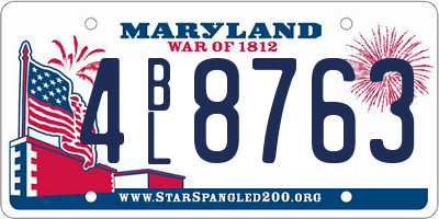 MD license plate 4BL8763