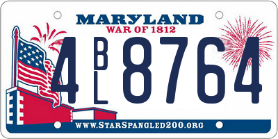 MD license plate 4BL8764