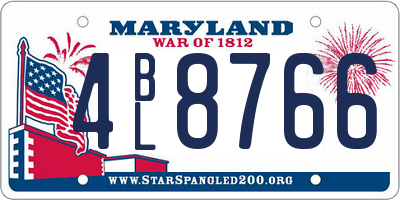 MD license plate 4BL8766