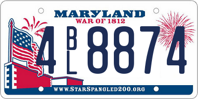 MD license plate 4BL8874