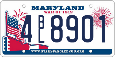 MD license plate 4BL8901