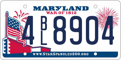 MD license plate 4BL8904