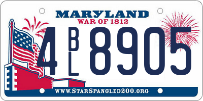 MD license plate 4BL8905