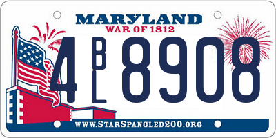 MD license plate 4BL8908