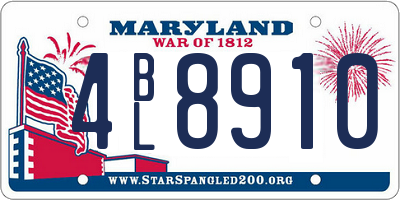 MD license plate 4BL8910