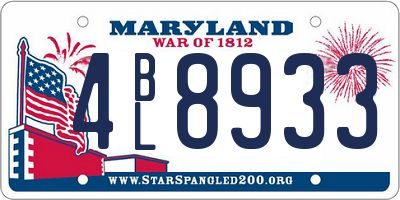 MD license plate 4BL8933