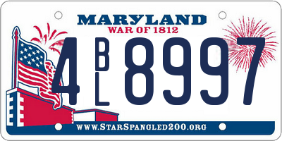 MD license plate 4BL8997
