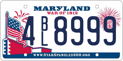 MD license plate 4BL8999