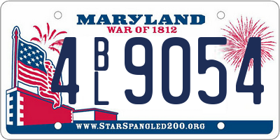 MD license plate 4BL9054