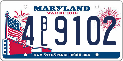MD license plate 4BL9102