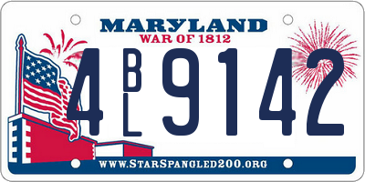 MD license plate 4BL9142