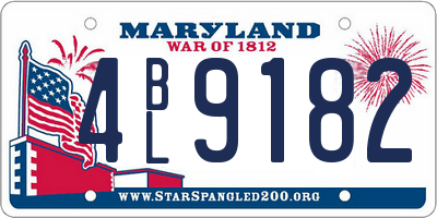 MD license plate 4BL9182