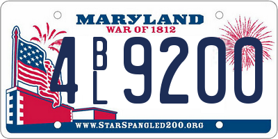MD license plate 4BL9200