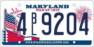 MD license plate 4BL9204