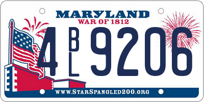 MD license plate 4BL9206