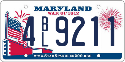 MD license plate 4BL9211