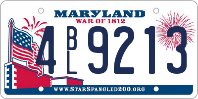 MD license plate 4BL9213