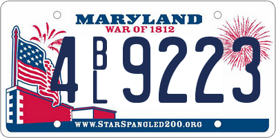 MD license plate 4BL9223