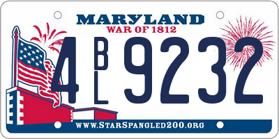 MD license plate 4BL9232