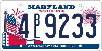 MD license plate 4BL9233
