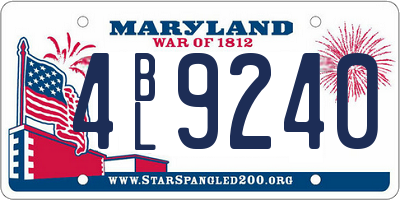 MD license plate 4BL9240