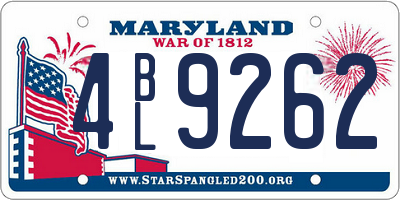 MD license plate 4BL9262