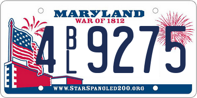 MD license plate 4BL9275