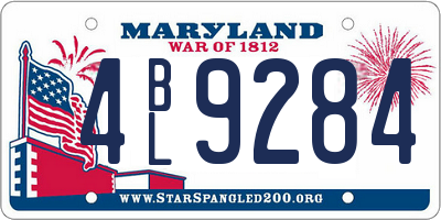 MD license plate 4BL9284