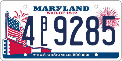 MD license plate 4BL9285