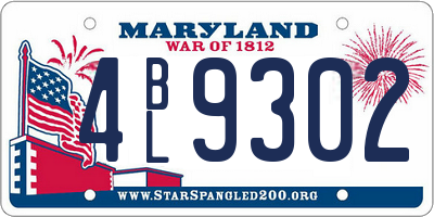 MD license plate 4BL9302