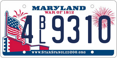 MD license plate 4BL9310