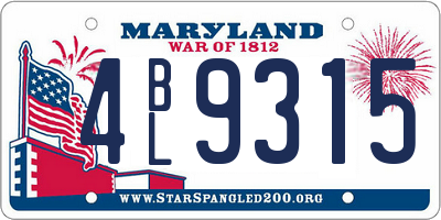 MD license plate 4BL9315