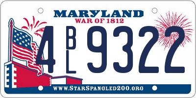 MD license plate 4BL9322