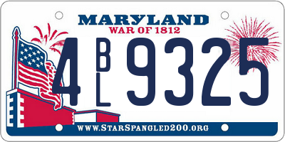 MD license plate 4BL9325