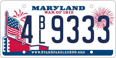 MD license plate 4BL9333