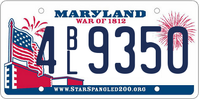 MD license plate 4BL9350
